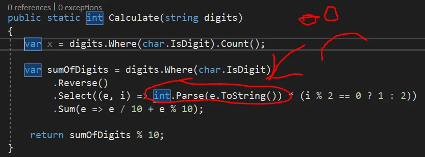 Viewing the details of the exception